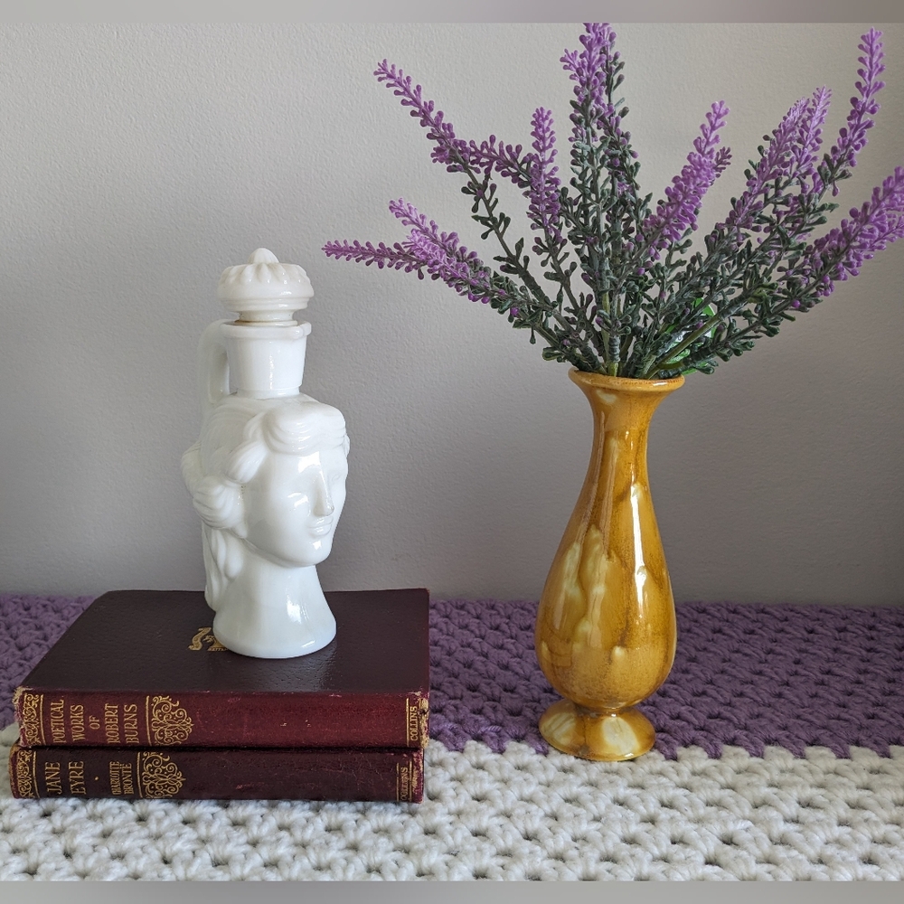 Avon Milk Glass Grecian Woman head style pitcher
